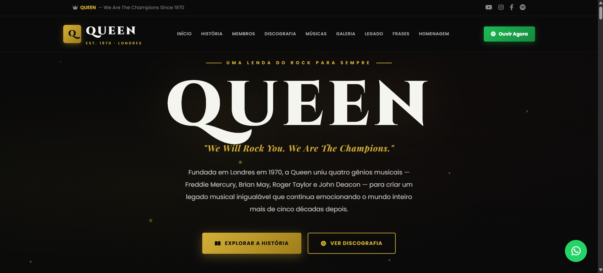 Imagem do projeto site banda queen