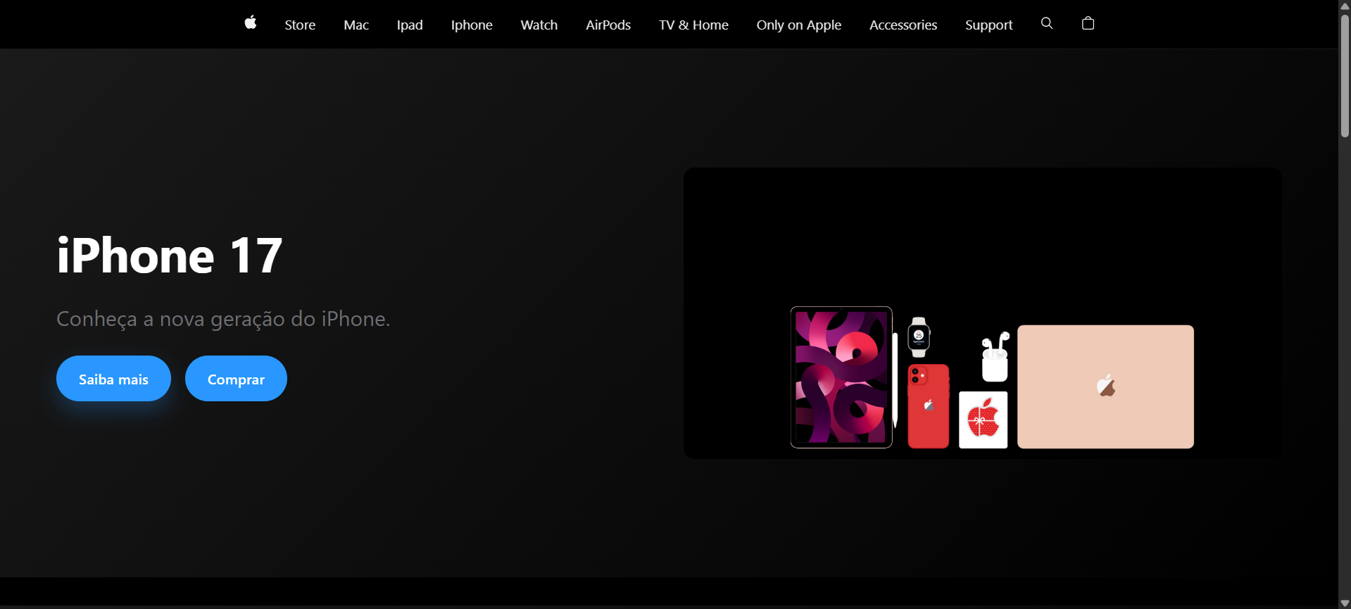 Imagem do projeto clone site apple