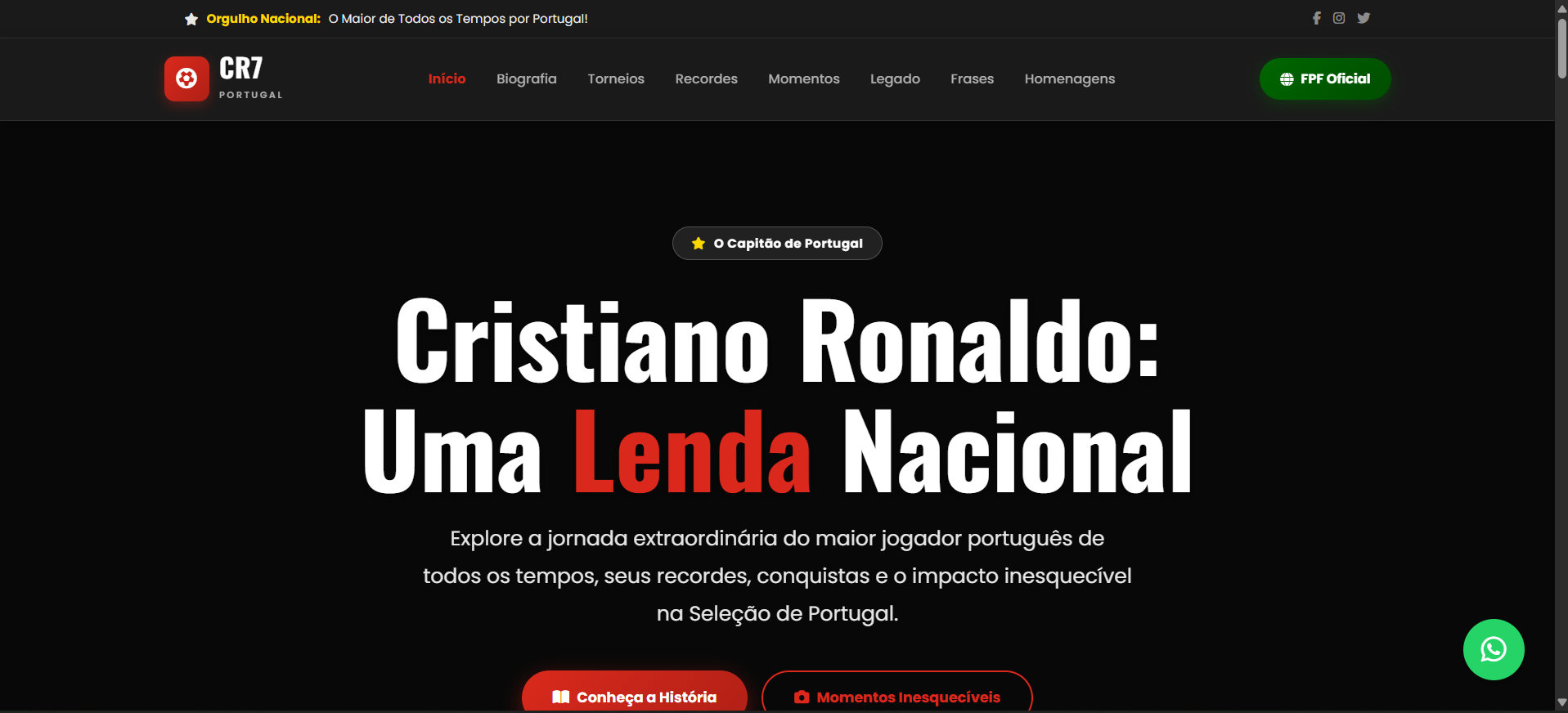 Imagem do projeto site CR7 - homenagem ao CR7