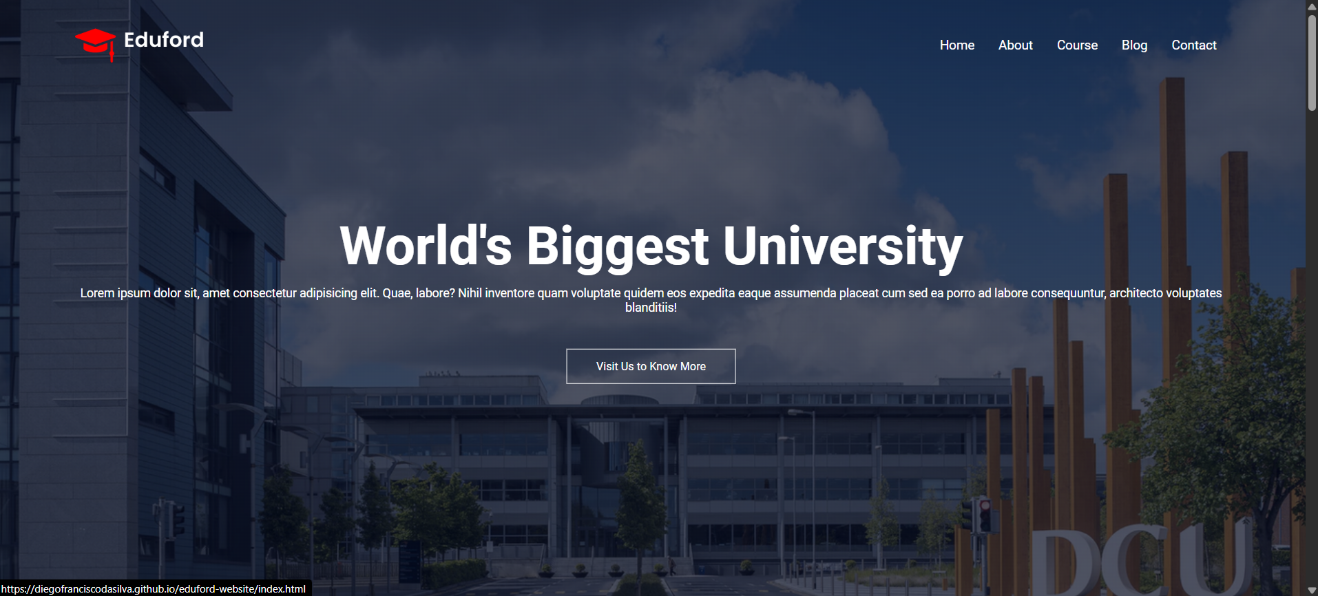 Imagem do projeto site universidade